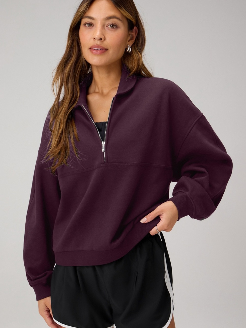 Fabletics Women's Half-Zip Pullover Sweatshirt - Plum